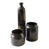 Set of black pots vintage pottery 70s