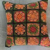 Grannys square crochet vintage 70 cushion