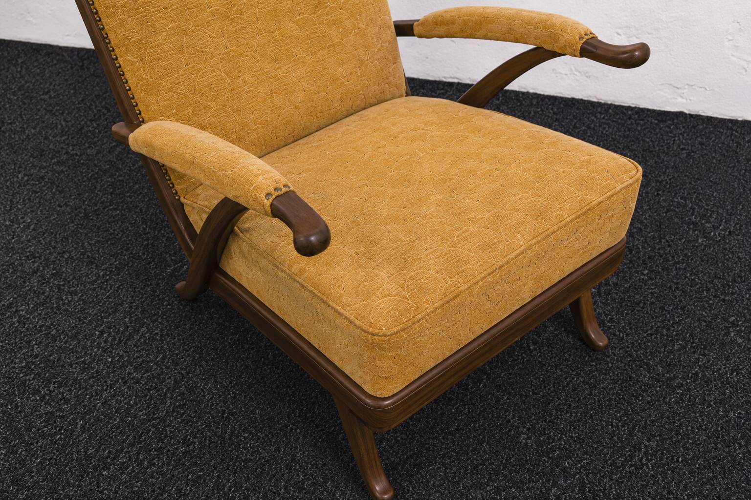 Karl Nothhelfer cherry wood wing lounge chair for Schörle & Gölz-1950s