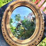 Miroir ovale en rotin