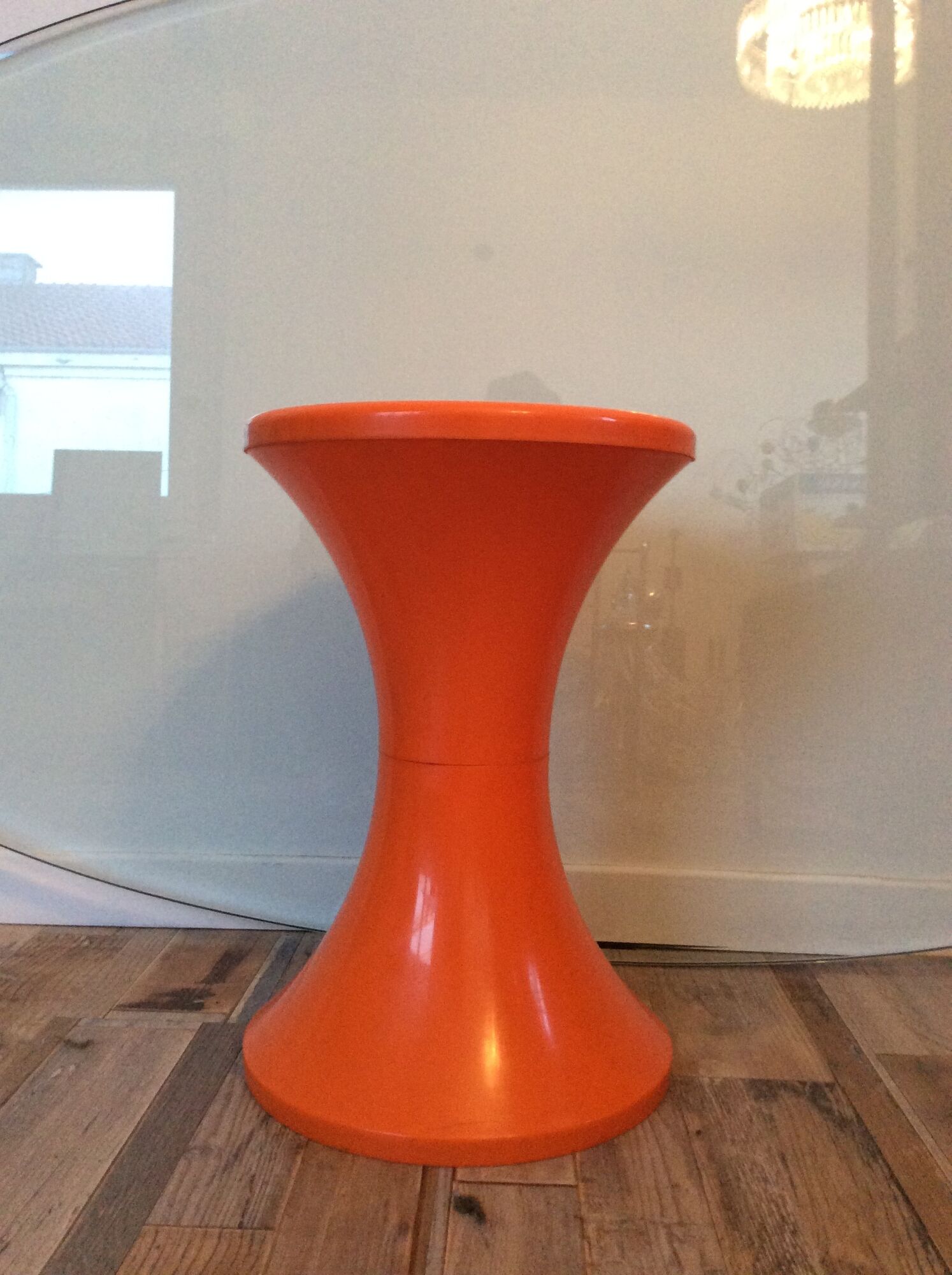 TamTam orange stool by Stamp model registered Made in France