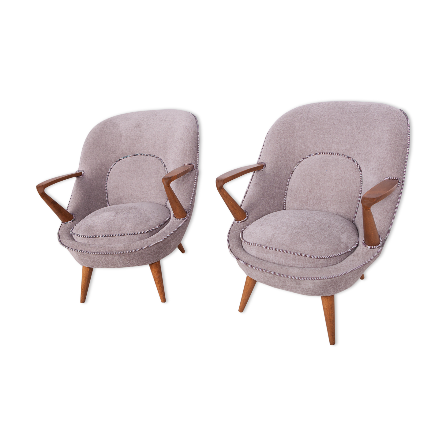 Model 345 Armchairs by J.Jędrychowicz & K.Racinowski for Poznan Furniture Factory, 1950s, Set of 2