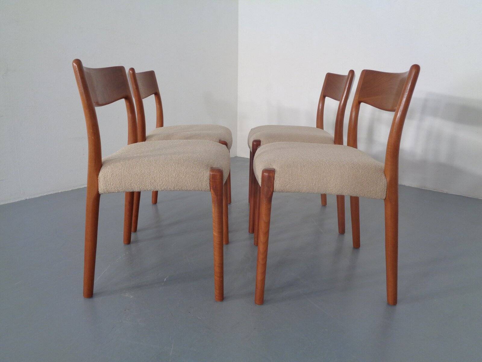 Danish Solid Teak Dining Chairs, 1960s, Set of 4