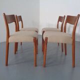 Danish Solid Teak Dining Chairs, 1960s, Set of 4