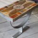 Table basse céramique &  acier brossé Roche Bobois vintage 70