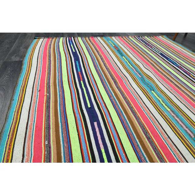 1970s Vintage Turkish Oushak Handmade Multi Color Area Rug 199x290