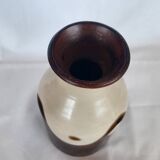 Peruvian Chulucanas Ceramic Vase Brown Beige Signed Vintage