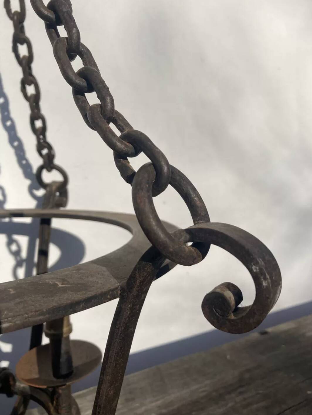 Brutalist wrought iron chandelier