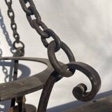 Brutalist Wrought Iron Chain Chandelier