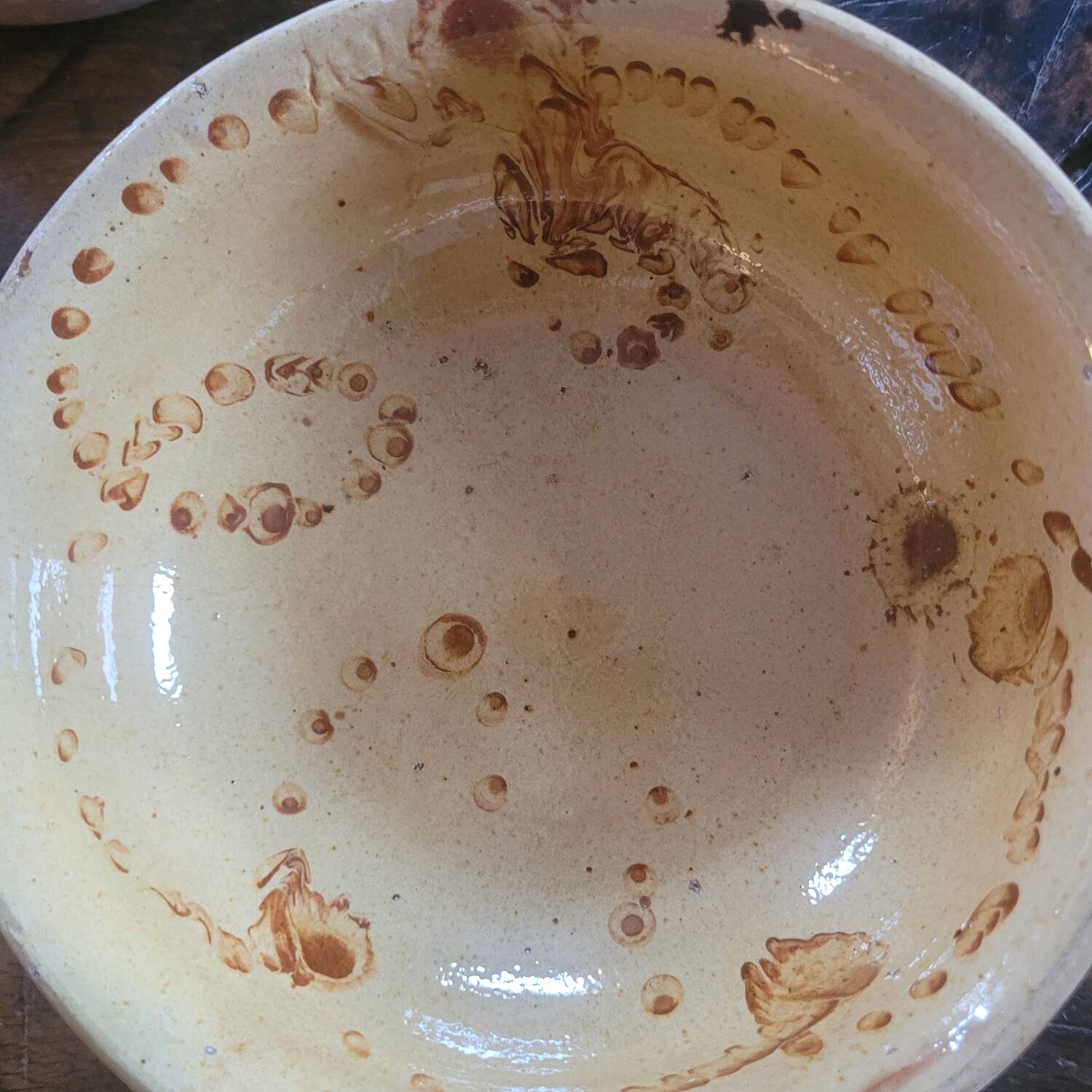 Two rustic glazed earthenware salad bowls, French craftsmanship, circa 1