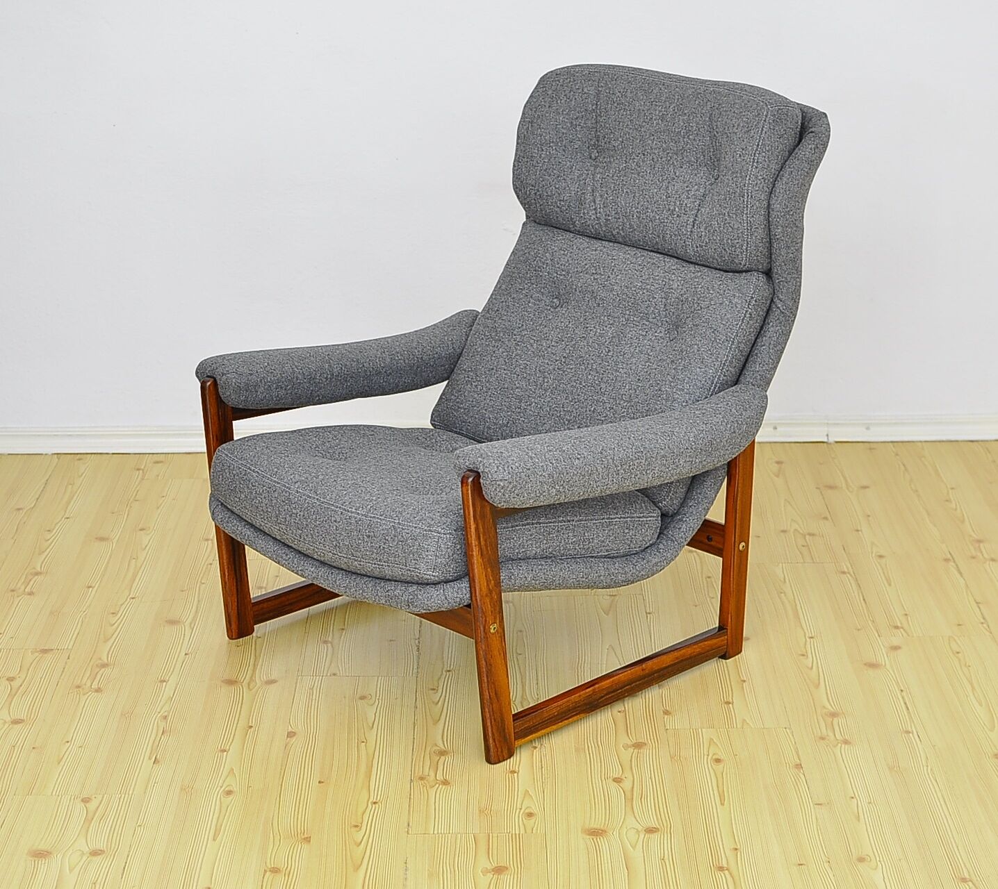 Scandinavian Rosewood Wingback Armchair with Wool Upholstery, 1960