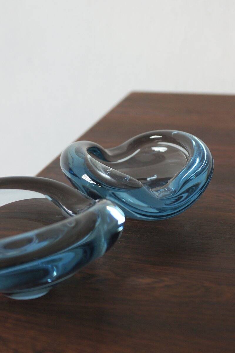 Glass ashtray by Lütken for Holmegaard, 1950s, set of 2