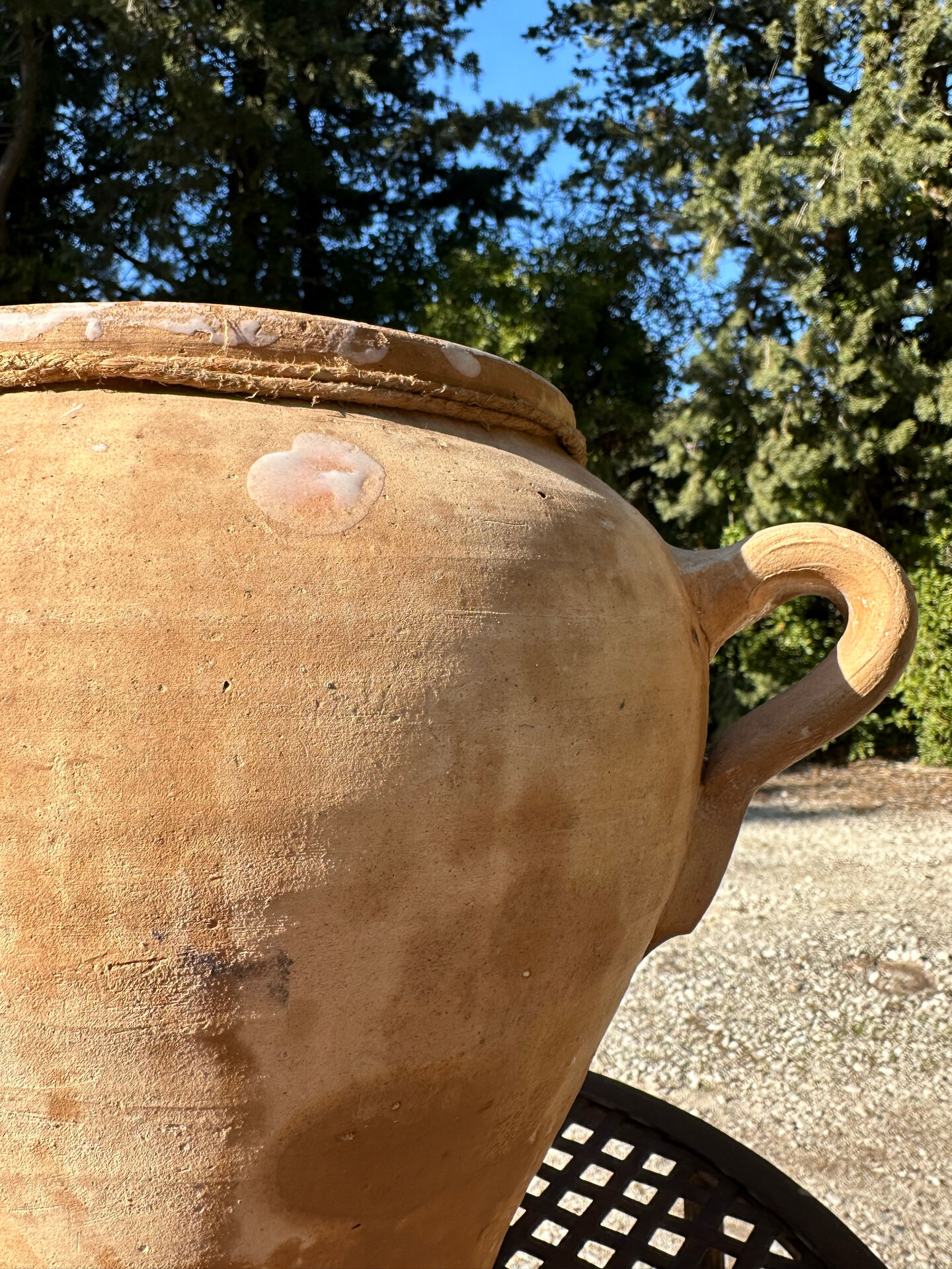 Ancient terracotta pottery jar from the 19th century.