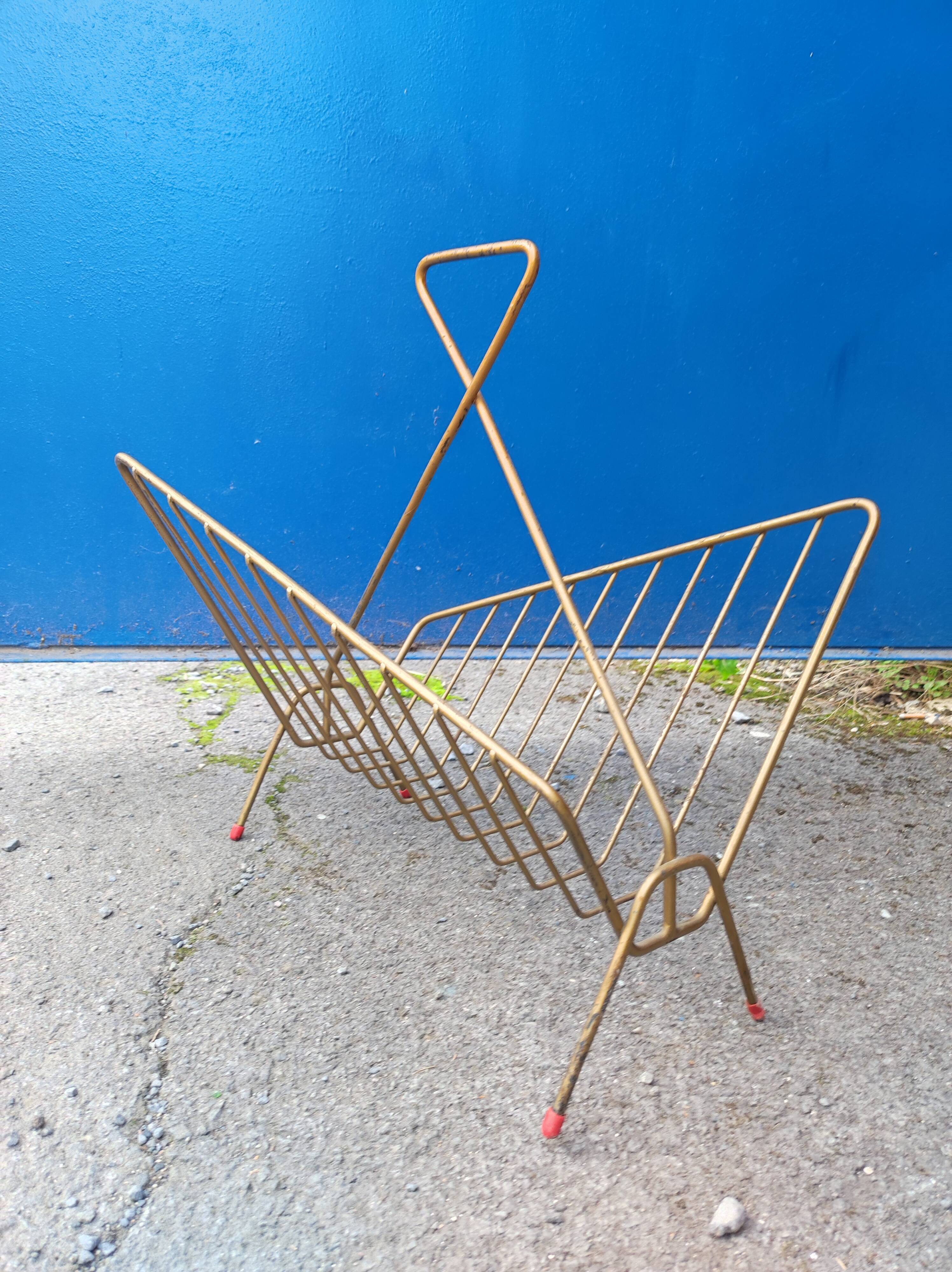 Design magazine holder vintage golden steel file