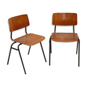 Paire de chaises d'école hollandaises