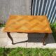 Former table low style Louis XV marquetry wood feet curved vintage