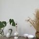 White and gray marble lamp base