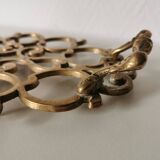 Trivet, tray with openwork brass handles, apple patterns, 70s