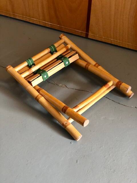 Bamboo deckchair and footrest from the 70s