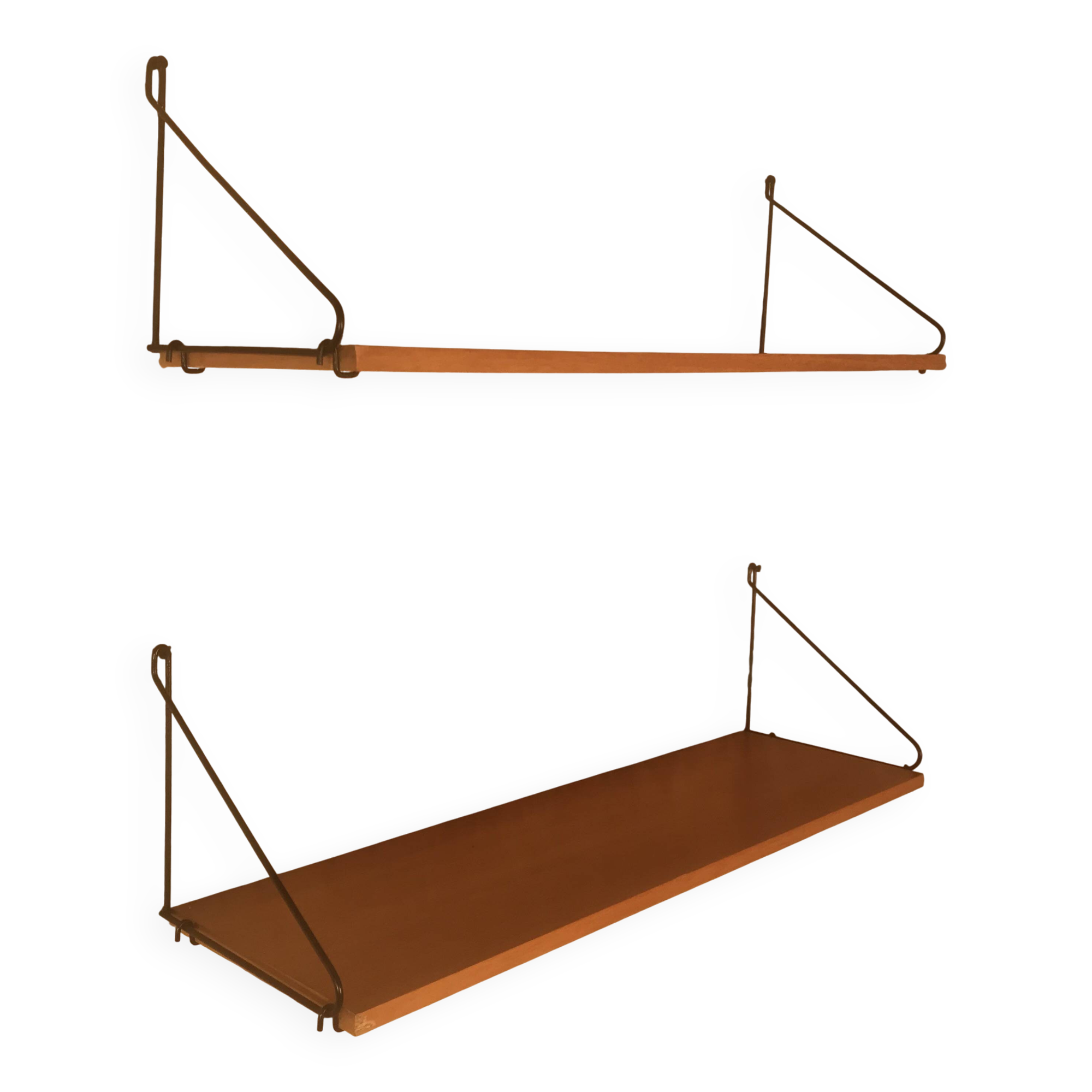 Set of two vintage string wall shelves