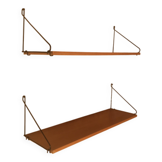 Set of two vintage string wall shelves