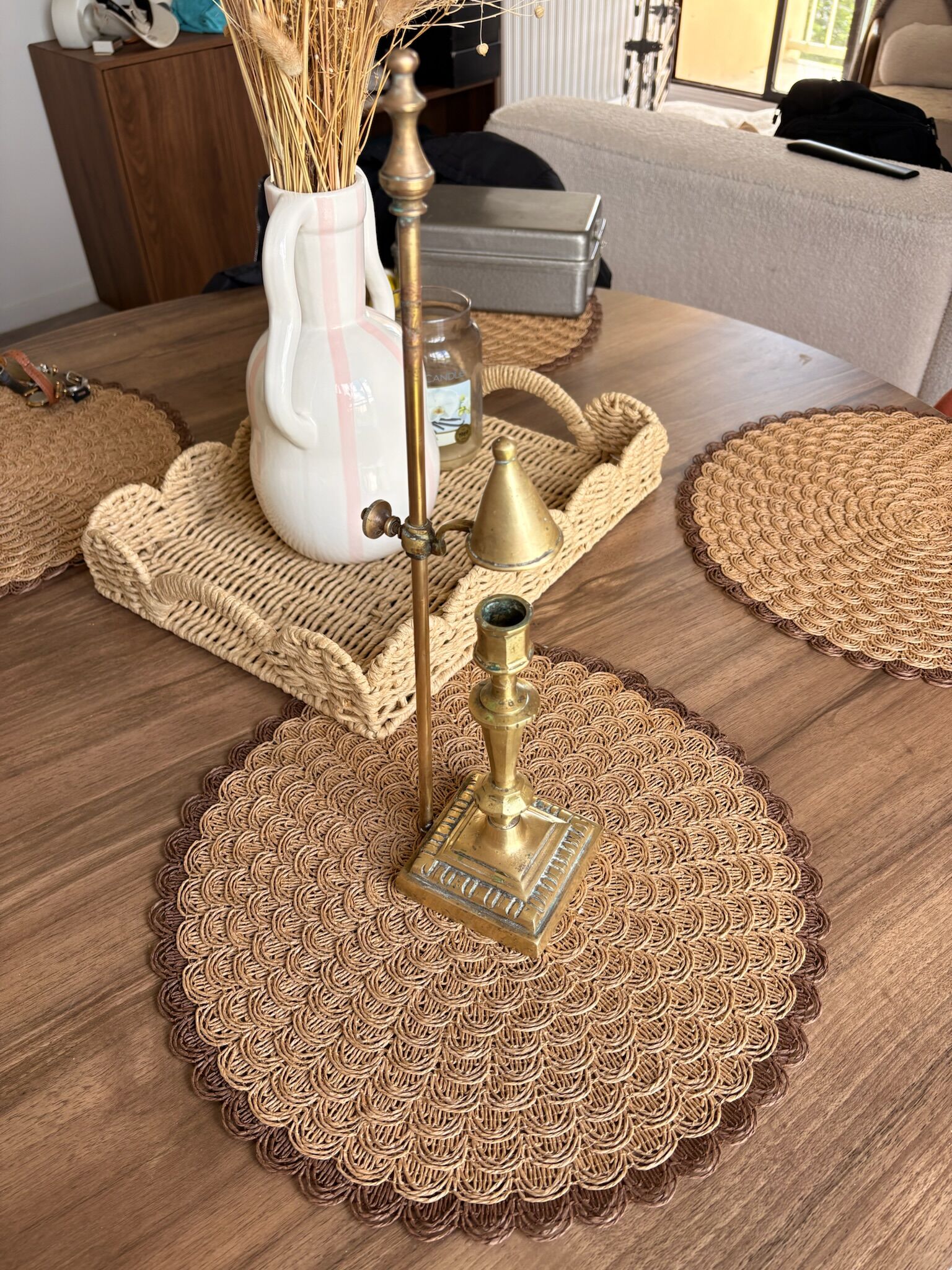 Adjustable candlestick chandelier — Delabre Art Bronze — soft