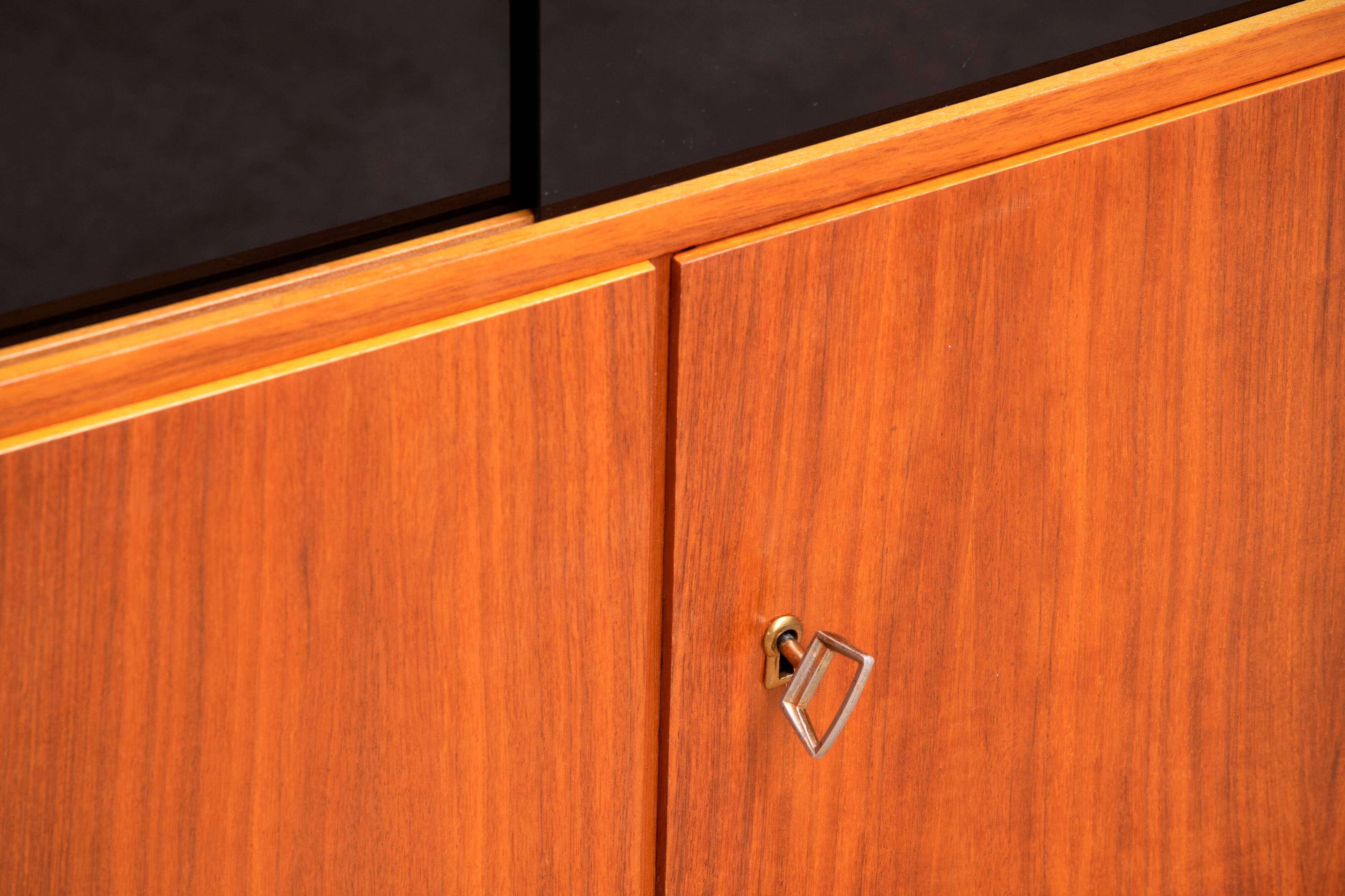 Vintage scandinavian buffet 1960 teak & glass