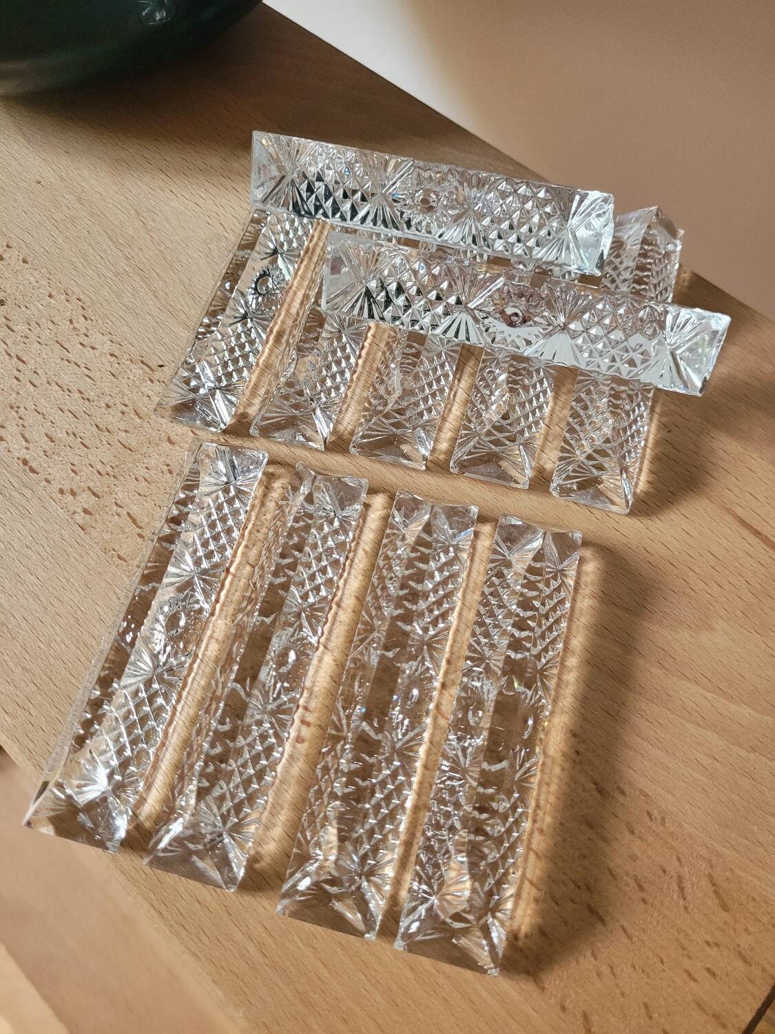 Set of 11 crystal knife holders