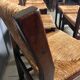 6 wooden vintage chairs dark wood rush
