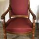 Louis Philippe era armchairs in burgundy-lined ground oak