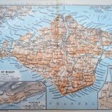 Île de Wight, Angleterre, plan original imprimé en 1913.