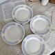 4 assiettes creuses vintage blanches liseré bleu