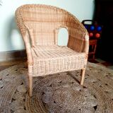 Fauteuil enfant en osier vintage