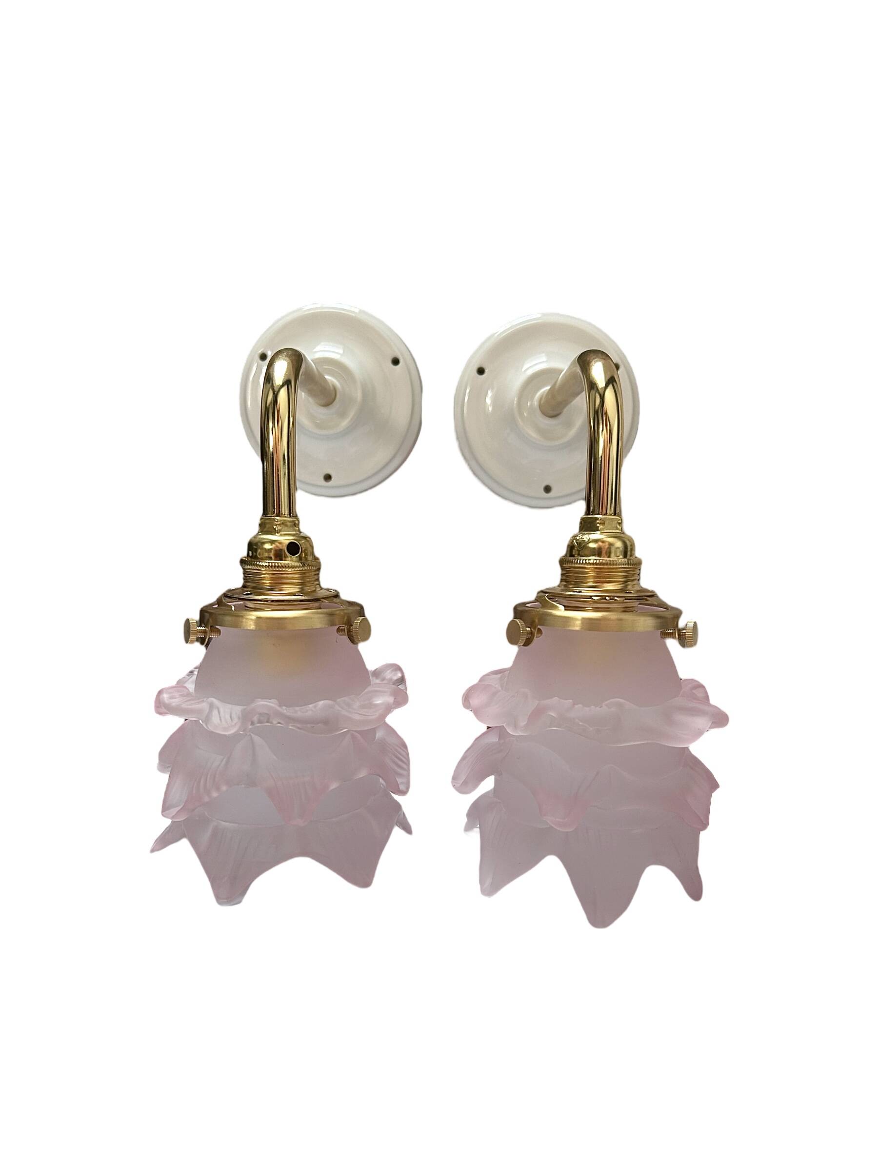 Pair of tulip flower wall lights