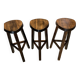 Set of 3 Vintage Brutalist Bar Stools from the 1970s