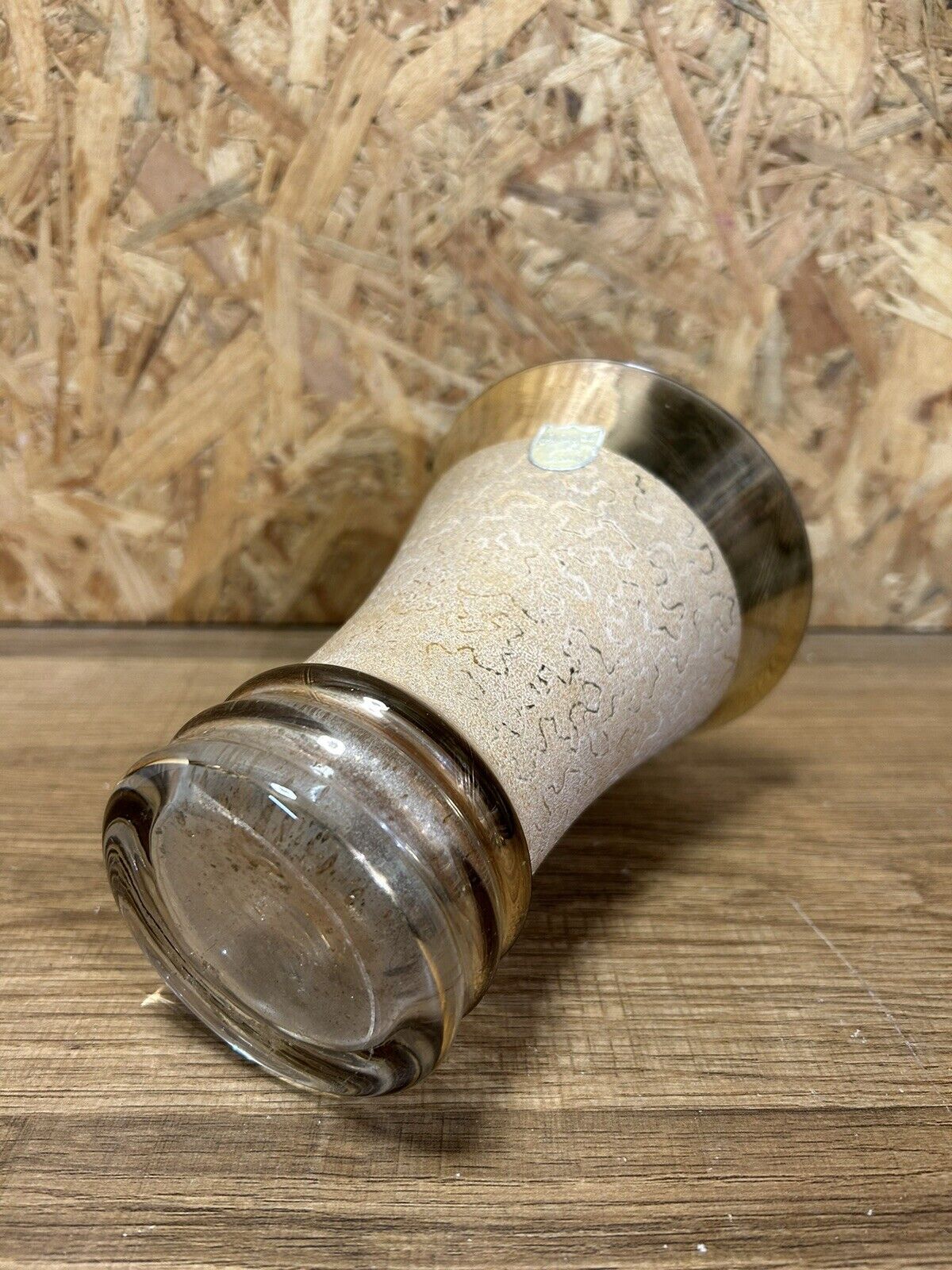 Old golden vintage cone vase, tense décor, 50s, 60's