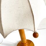 Wooden lamp and vintage fabric lampshade