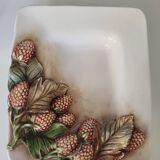 Raspberry pattern barbotine dish signed Chaumette