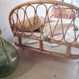 Vintage rattan and wicker bed