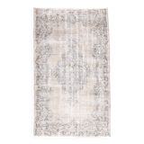 5x9 Rug For Living Room Gray Blue Handmade Wool Antique Turkish Rug, 156x264Cm