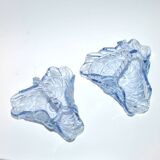 Set of 2 blue glass bowl basket emptiers from Fenne? Meisenthal?