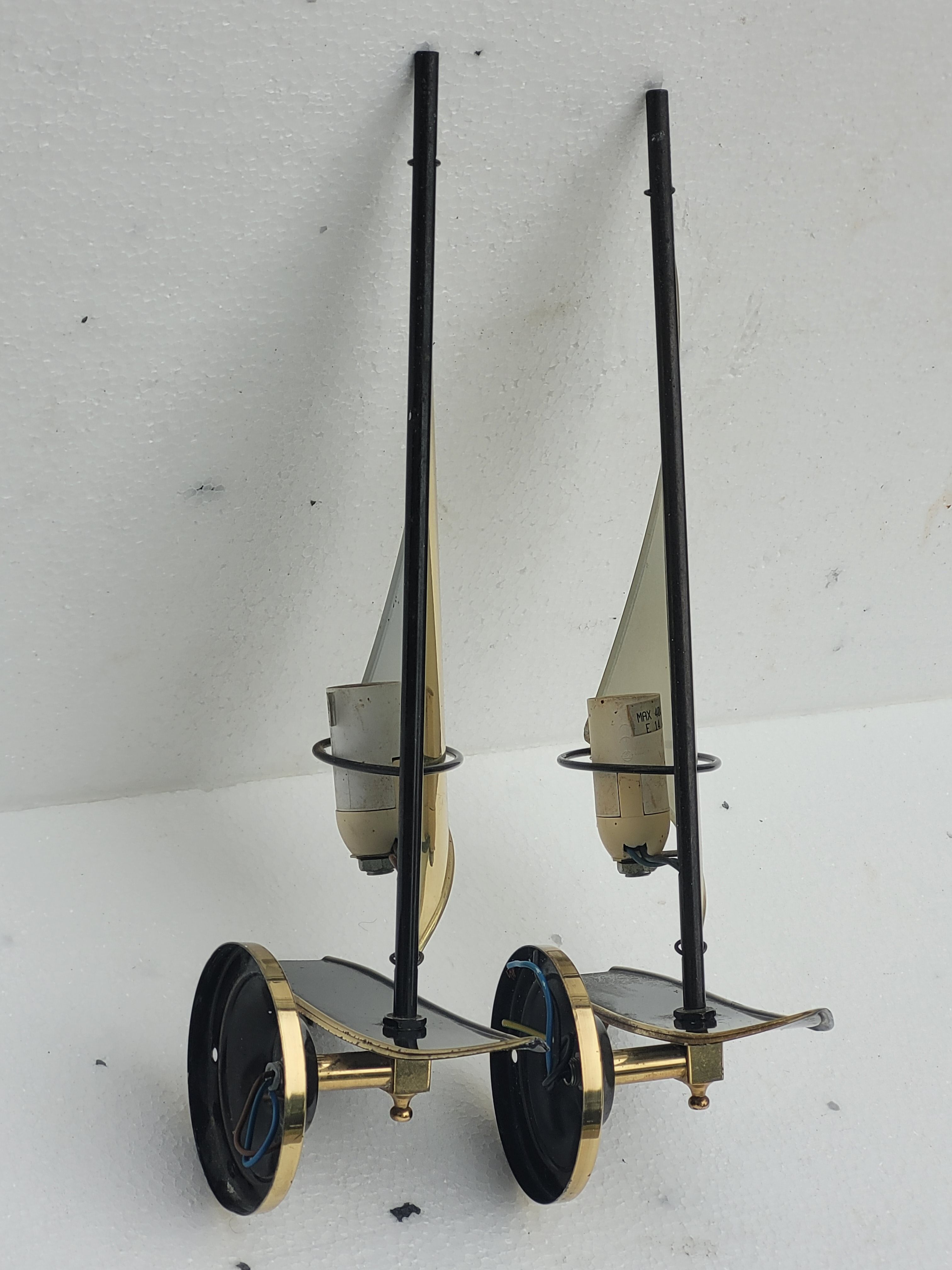 Pair of vintage sconces Sailboats in brass marine décor