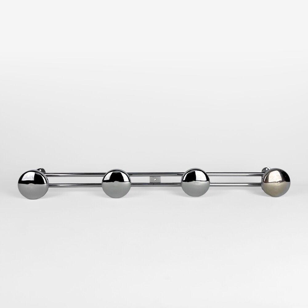 Coat rack in chromed metal 4 hooks 70s