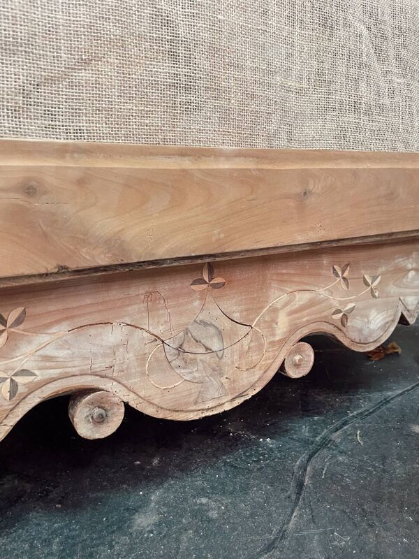 Grande armoire ancienne bois et toile de jute
