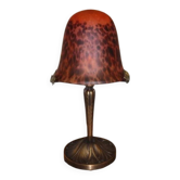 Art Deco style lamp in bronze with glass paste shade