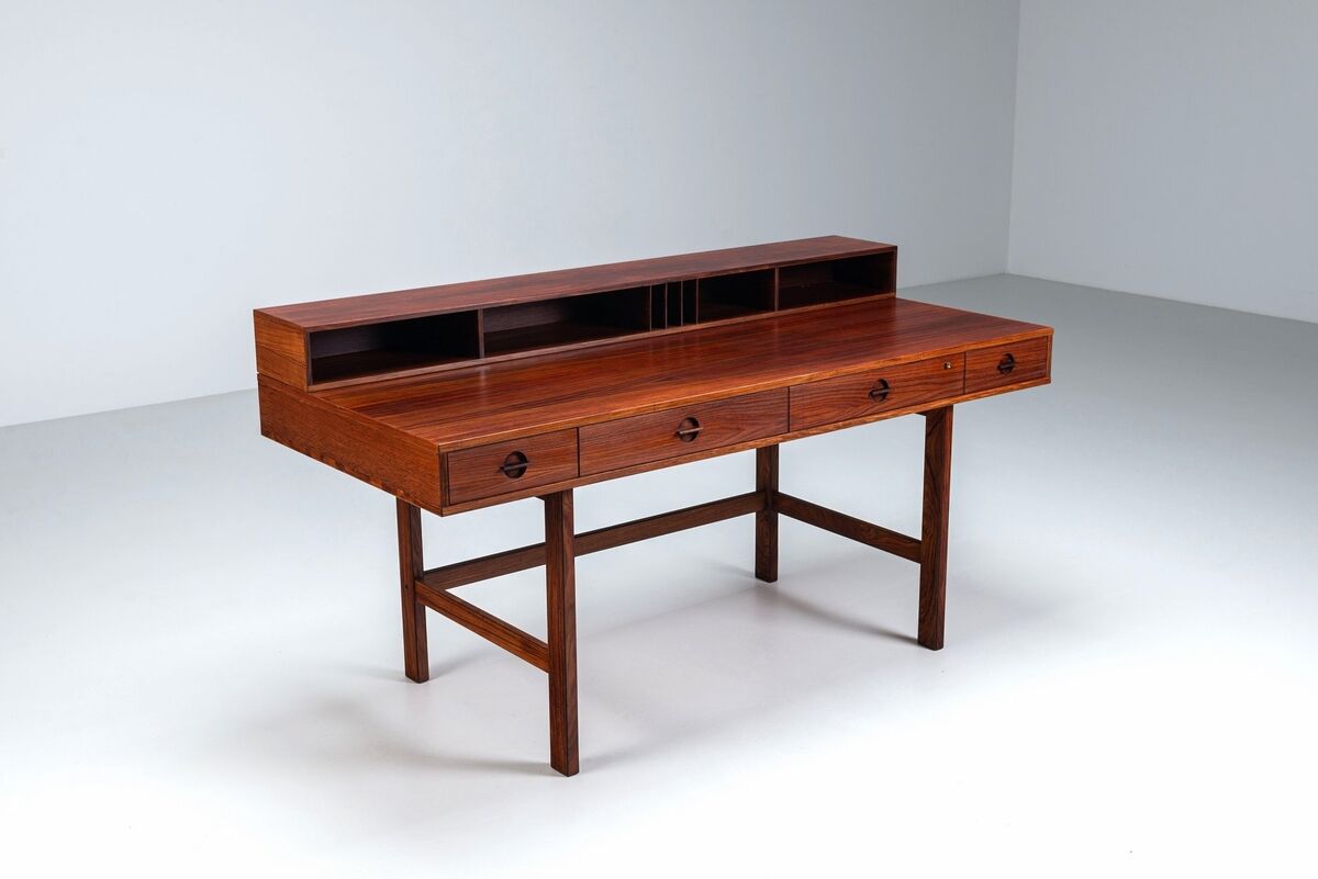 Peter Lovig flip-top partners desk rosewood Lovig Denmark 1960