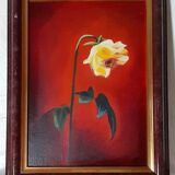 Oil on canvas framed signed S P The rose 56,5 X 44 cm