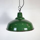 Industrial British Green Enamel Factory Pendant Lamp, 1960s