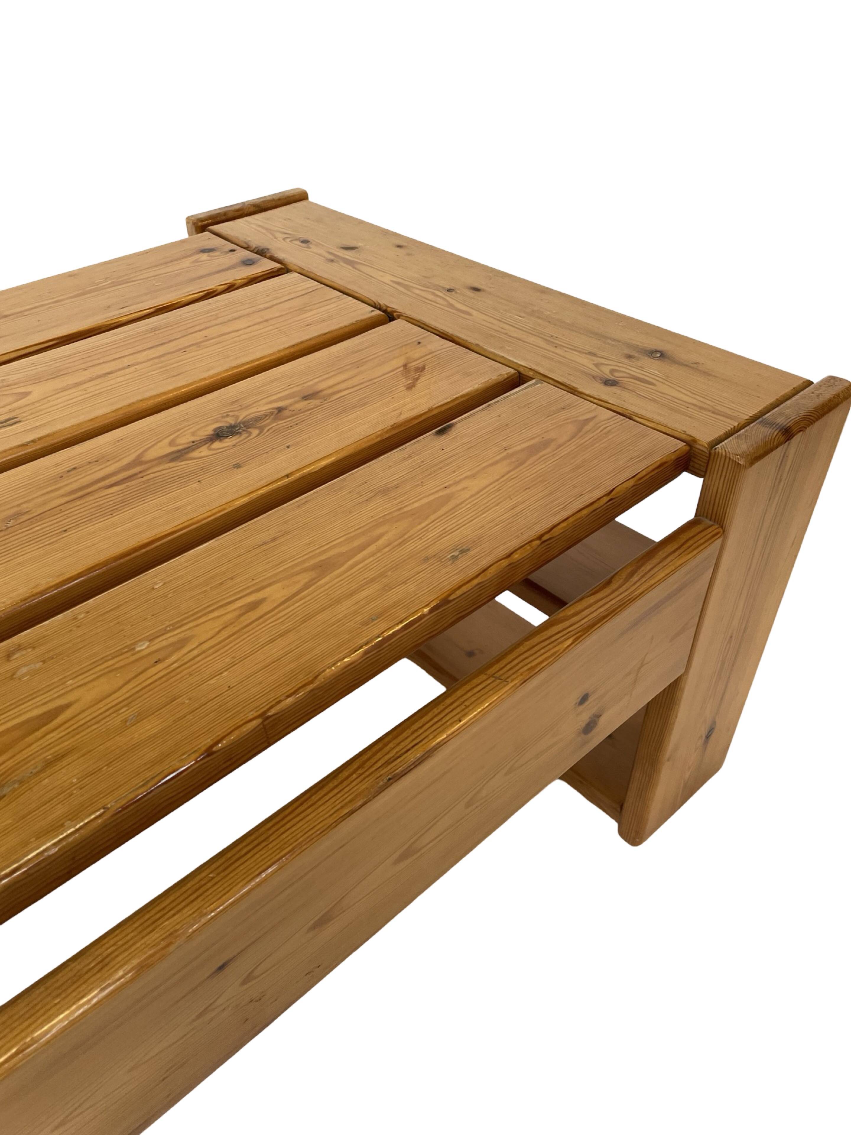Vintage Coffee Table Pine Wood Design 1970s Coffee Table