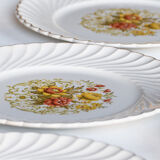 6 flat plates old floral edges fluted edges